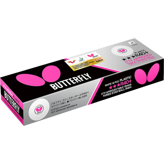 Butterfly R40+ [White] Table Tennis Ball 12pcs