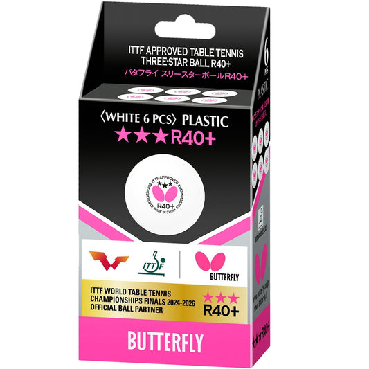 Butterfly R40+ [White] Table Tennis Ball 6pcs